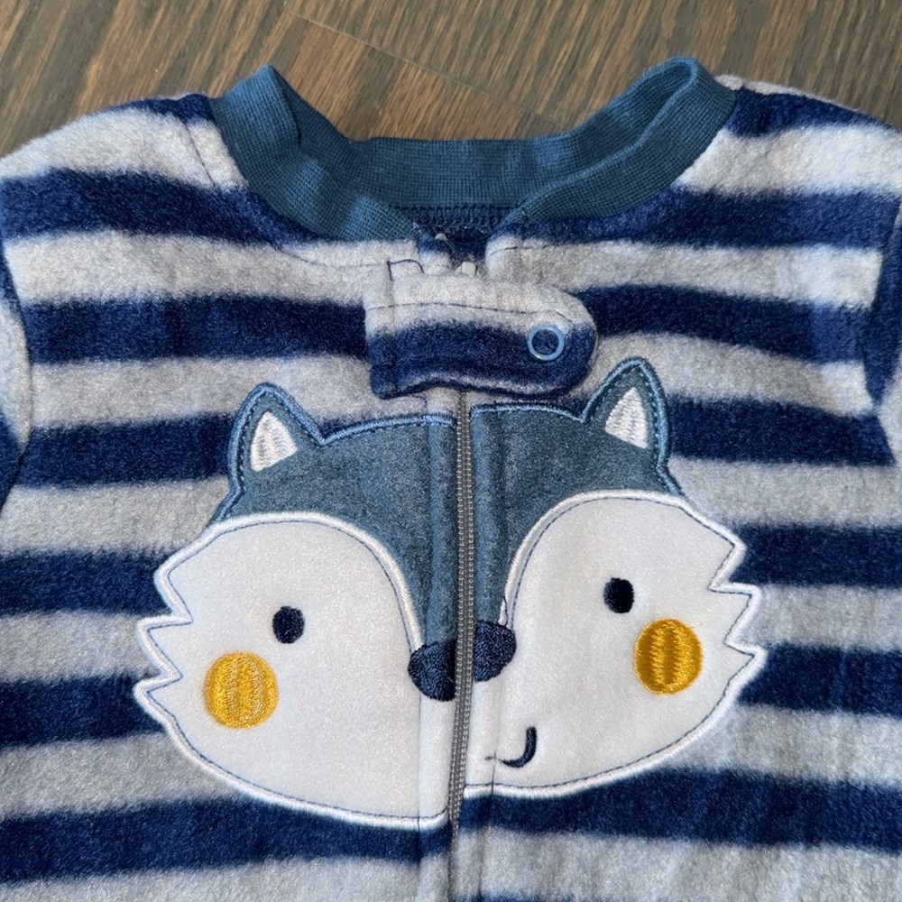 Rene Rofe Baby Striped Fleece Footie | 3-6 M - Picture 3 of 8